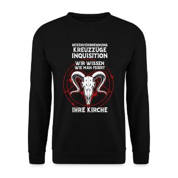 Kreuzzüge Inquisition Kirche wissen wie man feiert - Unisex Pullover - Schwarz - Vorne - Alina (178cm) & Michal (187cm)