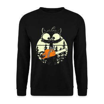 Chat avec tronçonneuse - Sweat-shirt Unisexe - noir - Devant - Alina (178cm) & Michal (187cm)