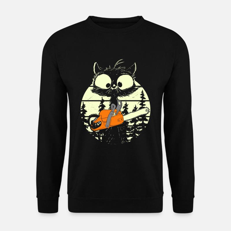 Chat avec tronçonneuse - Sweat-shirt Unisexe - noir