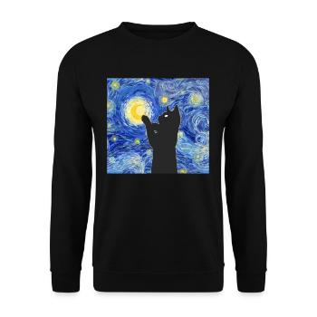 Van Gogh peignant le chat noir - Sweat-shirt Unisexe - noir - Devant - Alina (178cm) & Michal (187cm)