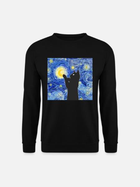 Van Gogh Painting Black Cat - Unisex Pullover - Schwarz