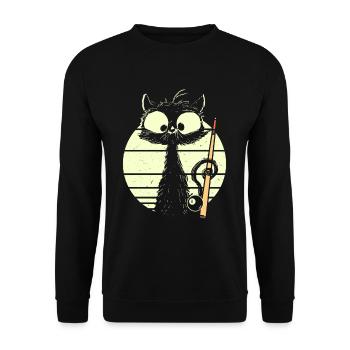 Katze mit Billard Pool Snooker - Unisex Pullover - Schwarz - Vorne - Alina (178cm) & Michal (187cm)