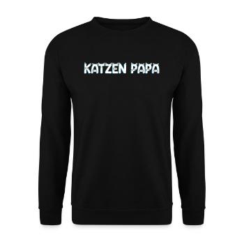 Katzen Papa - Unisex Pullover - Schwarz - Vorne - Alina (178cm) & Michal (187cm)
