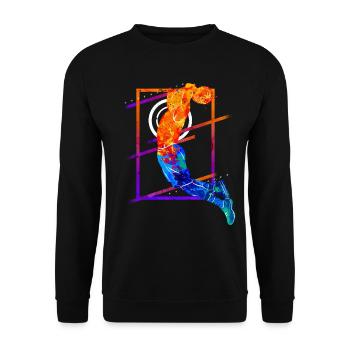 Basketball Basketballspieler Spieler Vintage Bunt - Unisex Pullover - Schwarz - Vorne - Alina (178cm) & Michal (187cm)