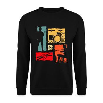 Schlagzeug Retro - Unisex Pullover - Schwarz - Vorne - Alina (178cm) & Michal (187cm)