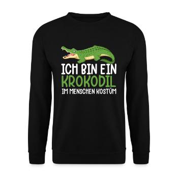 Ich Bin Ein Krokodil Im Menschen Kostüm - Unisex Pullover - Schwarz - Vorne - Alina (178cm) & Michal (187cm)