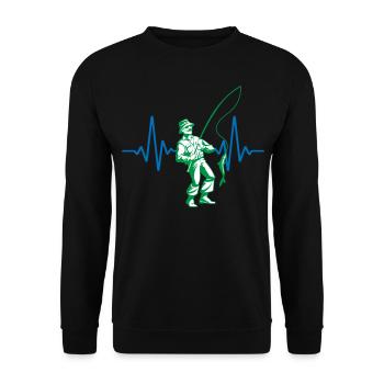 Heartbeat Angler Fishing | Colors changeable - Unisex Sweatshirt - black - Front - Alina (178cm) & Michal (187cm)