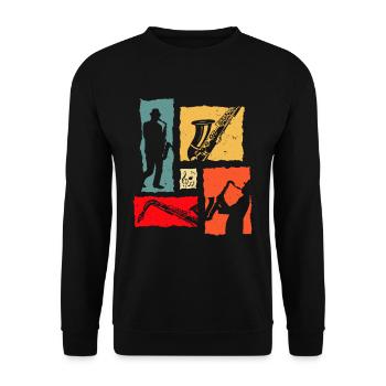 Trompete Retro - Unisex Pullover - Schwarz - Vorne - Alina (178cm) & Michal (187cm)