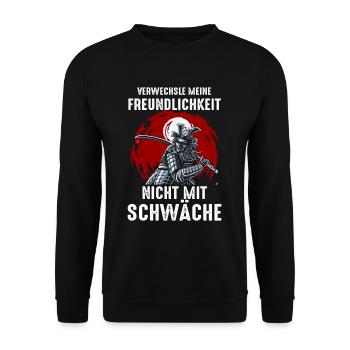 Japanischer Samurai Bushido-Krieger - Unisex Pullover - Schwarz - Vorne - Alina (178cm) & Michal (187cm)