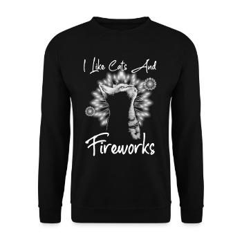 Cats And Fireworks - Unisex Pullover - Schwarz - Vorne - Alina (178cm) & Michal (187cm)