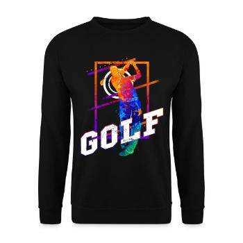 Golf Golfen Golfspieler Sport Hobby Club Vintage - Unisex Pullover - Schwarz - Vorne - Alina (178cm) & Michal (187cm)