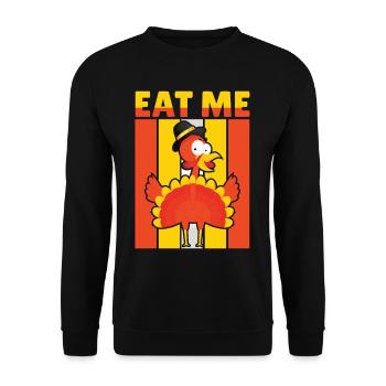 Eat Me Turkey Thanksgiving - Unisex Pullover - Schwarz - Vorne - Alina (178cm) & Michal (187cm)