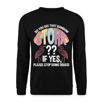 Do You See That Rainbow Stork - Unisex Pullover - Schwarz - Vorne - Alina (178cm) & Michal (187cm)