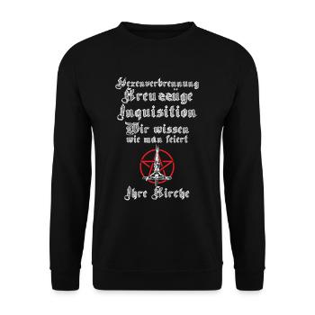 Kreuzzüge Inquisition Kirche wissen wie man feiert - Unisex Pullover - Schwarz - Vorne - Alina (178cm) & Michal (187cm)