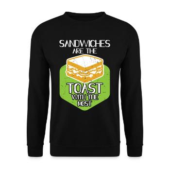 Sandwiches Are Toast With The Toast - Unisex Pullover - Schwarz - Vorne - Alina (178cm) & Michal (187cm)