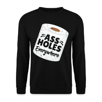 Assholes Everywhere Toilet Paper - Unisex Pullover - Schwarz - Vorne - Alina (178cm) & Michal (187cm)