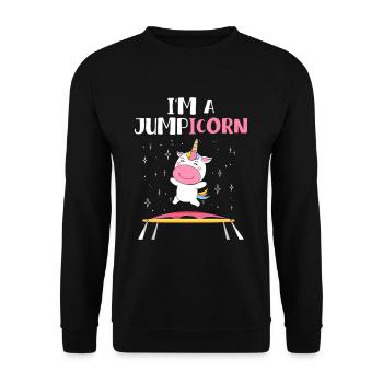 Jumpicorn Licorne Trampoline - Sweat-shirt Unisexe - noir - Devant - Alina (178cm) & Michal (187cm)