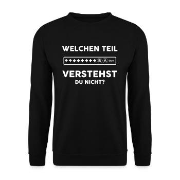 Welchen Teil verstehst du nicht Game Cheat Code - Unisex Pullover - Schwarz - Vorne - Alina (178cm) & Michal (187cm)