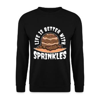 Life Is Better With Sprinkles - Unisex Pullover - Schwarz - Vorne - Alina (178cm) & Michal (187cm)