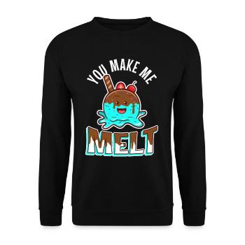 You make me melt, Eiscreme - Unisex Pullover - Schwarz - Vorne - Alina (178cm) & Michal (187cm)