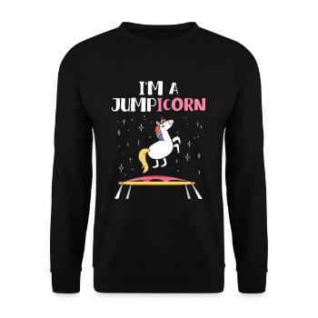 Jumpicorn Unicorn Trampoline - Sweat-shirt Unisexe - noir - Devant - Alina (178cm) & Michal (187cm)