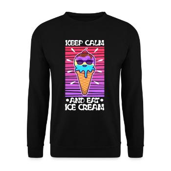 Restez calme et mangez de la crème glacée - Sweat-shirt Unisexe - noir - Devant - Alina (178cm) & Michal (187cm)