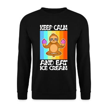 Restez calme et mangez de la crème glacée - Sweat-shirt Unisexe - noir - Devant - Alina (178cm) & Michal (187cm)