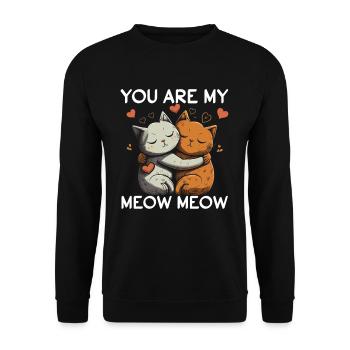 You are my Meow Meow Valentinstag - Unisex Pullover - Schwarz - Vorne - Alina (178cm) & Michal (187cm)