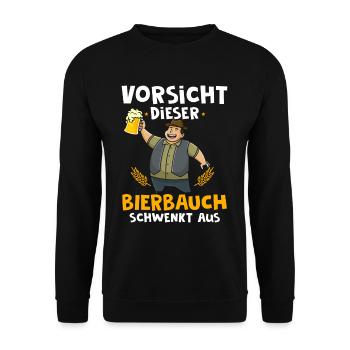 Vorsicht dieser Bierbauch schwenkt aus - Unisex Pullover - Schwarz - Vorne - Alina (178cm) & Michal (187cm)