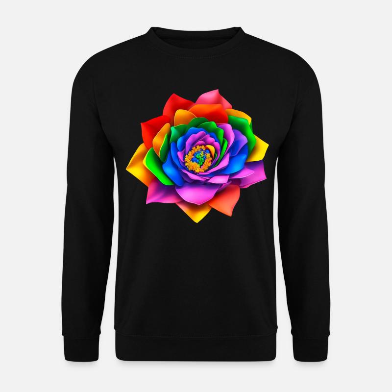 Lebendige 3D Regenbogenblume - Unisex Pullover - Schwarz