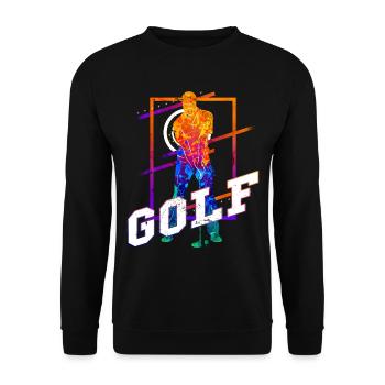 Golf Golfen Golfspieler Sport Hobby Club Vintage - Unisex Pullover - Schwarz - Vorne - Alina (178cm) & Michal (187cm)