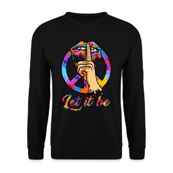 Wisper Peace Sign Whisper Let It Be Wisdom - Unisex Sweatshirt - black - Front - Alina (178cm) & Michal (187cm)