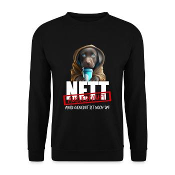 Hund Nett Ausverkauft Genervt - Unisex Pullover - Schwarz - Vorne - Alina (178cm) & Michal (187cm)