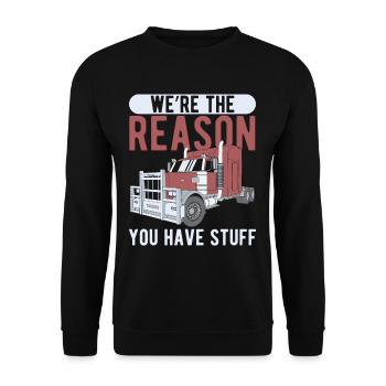 Chauffeur de camion La raison pour laquelle vous avez des trucs de camion - Sweat-shirt Unisexe - noir - Devant - Alina (178cm) & Michal (187cm)