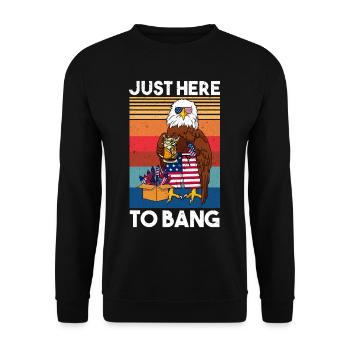 Just Here To Bang America Eagle Fireworks 4th of July - Unisex Sweatshirt - black - Front - Alina (178cm) & Michal (187cm)