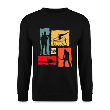 Bûcheron Rétro - Sweat-shirt Unisexe - noir - Devant - Alina (178cm) & Michal (187cm)