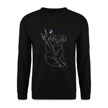 Koala mit Schmetterling - Unisex Pullover - Schwarz - Vorne - Alina (178cm) & Michal (187cm)