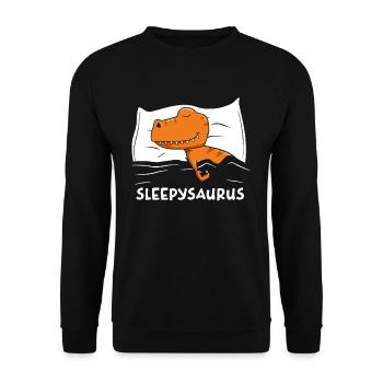 Sleepy Saurus Dinosaurier Schlafshirt - Unisex Pullover - Schwarz - Vorne - Alina (178cm) & Michal (187cm)