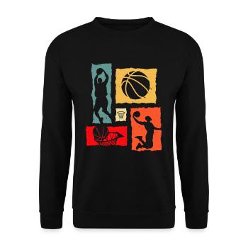 Basketball Retro Basketballer - Unisex Pullover - Schwarz - Vorne - Alina (178cm) & Michal (187cm)