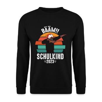 Bääm Schulkind 2023 - Unisex Pullover - Schwarz - Vorne - Alina (178cm) & Michal (187cm)