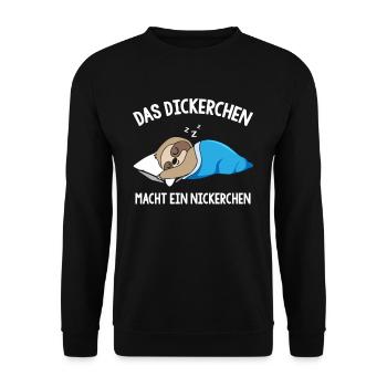 Das Dickerchen macht Nickerchen Faultier - Unisex Pullover - Schwarz - Vorne - Alina (178cm) & Michal (187cm)