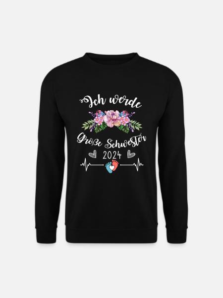 Große Schwester 2024 Herzschlag Blume - Unisex Pullover - Schwarz