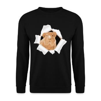 Hamster peeking through a hole - Unisex Sweatshirt - black - Front - Alina (178cm) & Michal (187cm)