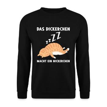 Das Dickerchen macht Nickerchen - Unisex Pullover - Schwarz - Vorne - Alina (178cm) & Michal (187cm)