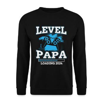 Papa Level Loading 2024 - Unisex Sweatshirt - black - Front - Alina (178cm) & Michal (187cm)