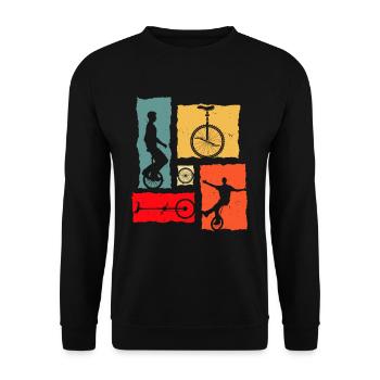 Unicycle Retro - Unisex Sweatshirt - black - Front - Alina (178cm) & Michal (187cm)