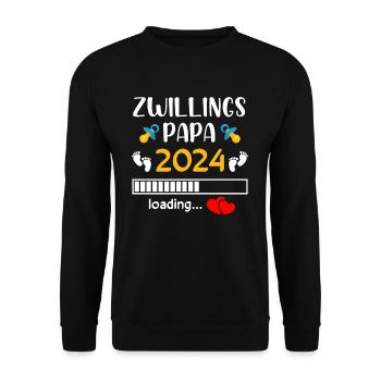 Zwillingspapa 2024 - Unisex Pullover - Schwarz - Vorne - Alina (178cm) & Michal (187cm)