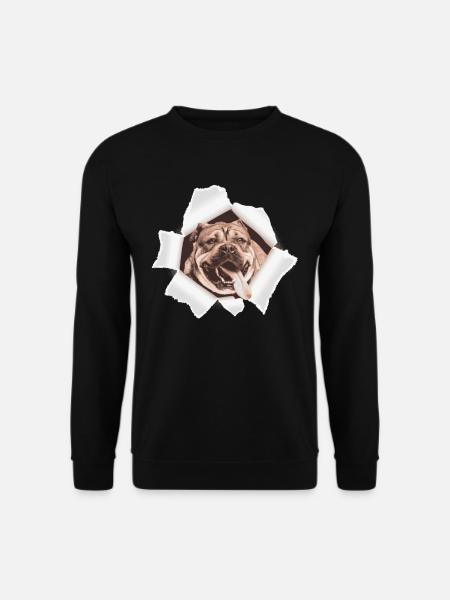 Dog peeking through hole - Unisex Sweatshirt - black