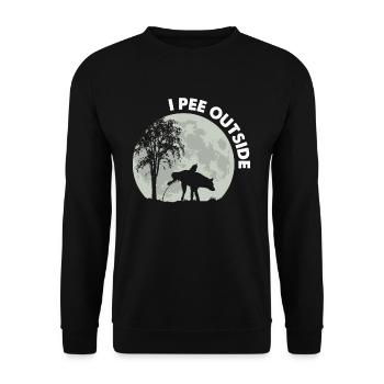 I Pee Outside Hund - Unisex Pullover - Schwarz - Vorne - Alina (178cm) & Michal (187cm)