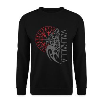 Valhalla Wolf Odin Compass - Unisex Pullover - Schwarz - Vorne - Alina (178cm) & Michal (187cm)